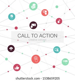 Call To Action trendy web template with simple icons. Contains such elements as download, click here, subscribe, contact us  