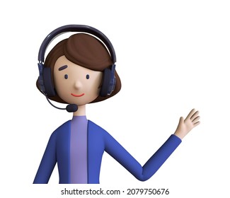 Call center staff talking and provide services to customers via headphones and microphone cable. Call center, customer support, telemarketing agents. Trendy 3d illustration. - Powered by Shutterstock