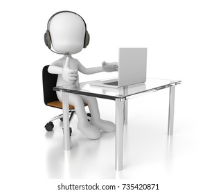 Call Center working with computers 3d rendering 