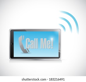 call me message on a tablet. illustration design over a white background