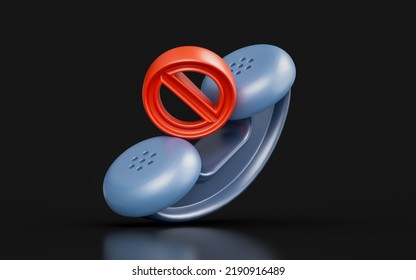 Call Reject Sign On Dark Background 3d Render Concept For Stop Communication No Answer Block