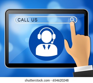 Call Us Tablet Representing Communication 3d Illustration
