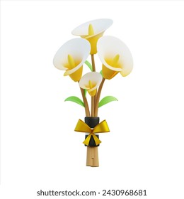 Calla Lily Bouquet Tied with Yellow Ribbon - Powered by Shutterstock