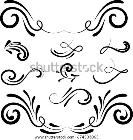 Calligraphic elements  set raster 