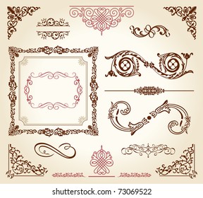 calligraphic elements vintage ornament set frame - Powered by Shutterstock