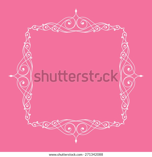 Calligraphic frame and page decoration.\
illustration pink white\
background