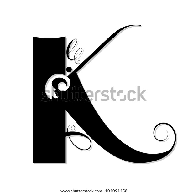 Calligraphic Letter K Isolated On White Stock Illustration 104091458 ...