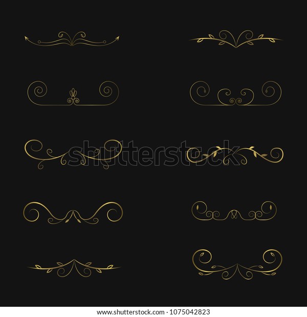 Calligraphic page dividers. Golden Calligraphic\
Design Elements for your\
page