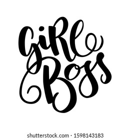 The calligraphic quote Girl boss handwritten of black ink isolated on a white background. It can be used for sticker, patch, phone case, poster, t-shirt, mug etc.  illustration. - Powered by Shutterstock