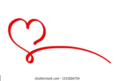 Calligraphy Red Ribbon Heart On White Stock Illustration 1151826734 ...