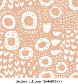 Calm minimal shape seamless pattern. Gender neutral baby nursery decor background. Scandi style sketch wallpaper in decorative kid fashion swatch. 