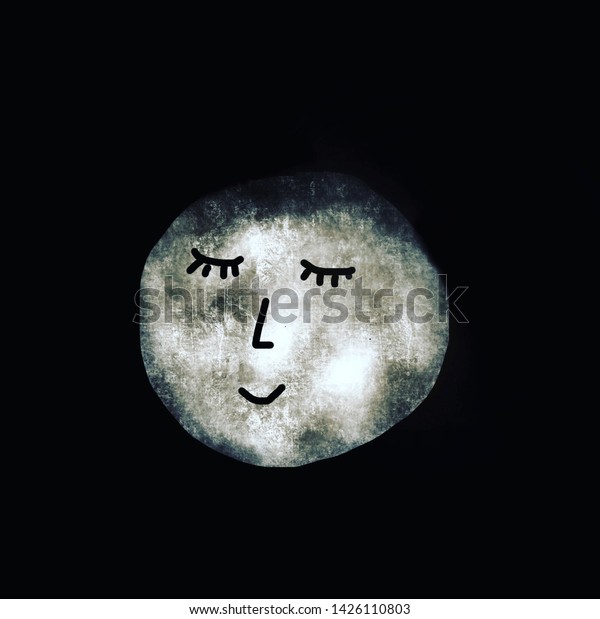 Calm moon face in night sky\
