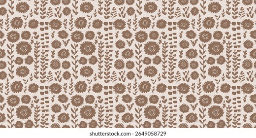 Calm scribble shape minimal shape seamless border pattern. Gender neutral baby nursery natural brown linen banner background. Scandi style sketch doodle wash tape edging trim. 