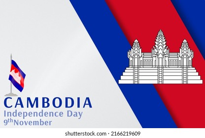 Cambodia Independence Day Celebration illustration, with Cambodian flag and pattern.