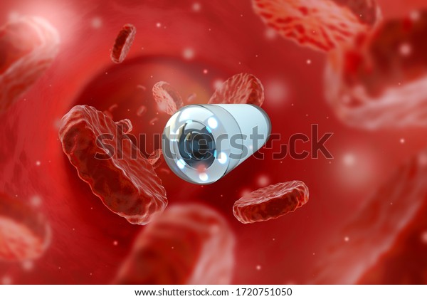 The camera is floating in miniature size
along the vein with blood. The concept of medicine, high
technology. 3D rendering, 3D
illustration