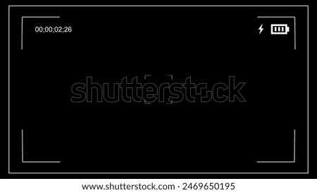Camera frame. Camera recording screen overlay. Data of camera when recording.