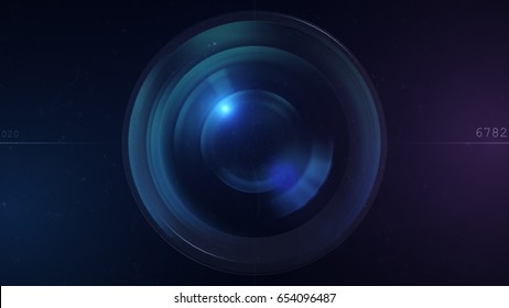 Camera Lens With Lense Reflections. 3d Illustration