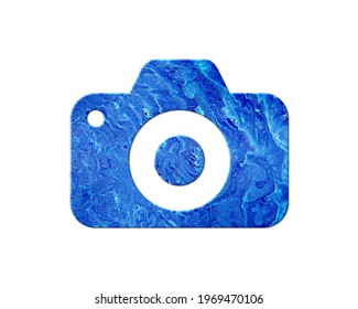 Camera Lense Blue Waves Icon Logo Symbol, 3d Illustration