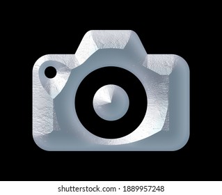 Camera Lense White Sculpture Icon Logo, 3d Illustration