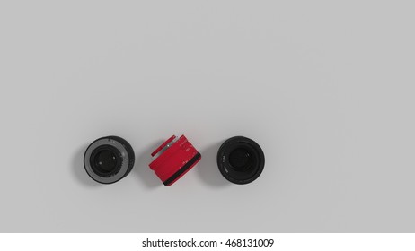camera lenses 3d render