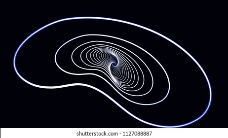 Camera moving into a 3d grid infinite space loop. High Definition motion background featuring an infinite tunnel of colorful lines and shapes rotating over black background. Infinite Digital Terrain