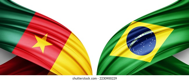 Cameroon and Brazil Flags of the countries in the 2022 soccer world championship in Qatar-3D illustration - Powered by Shutterstock