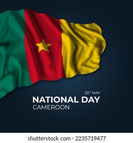 Cameroon national day greetings card with flag and text. National holiday - Powered by Shutterstock