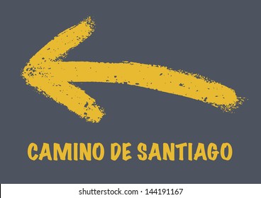 Camino de Santiago. Saint James way. Arrow painted in yellow.