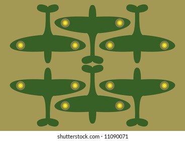 Camouflage Pattern With Spitfire Airplane