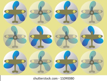 Camouflage Pattern With Spitfire Airplanes And Propellers