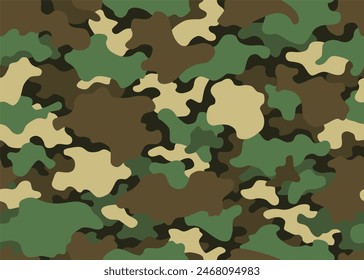 Camouflage texture seamless pattern. Abstract modern camo background for fabric and fashion textile print. Woodland style. Textures of classic clothing in masking style