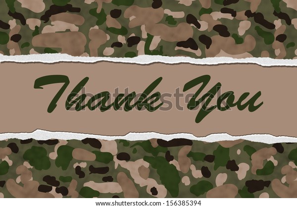 Camouflage Torn Background with text Thank You,
Thank You for Your
Service