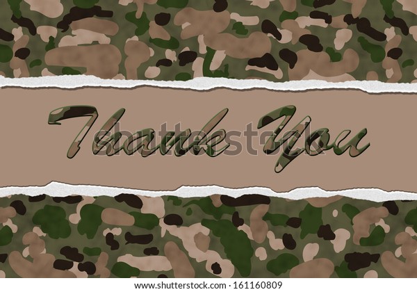 Camouflage Torn Background with text Thank You,
Thank You for Your
Service