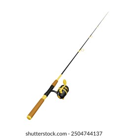 Camping 3D Illustration. Fishing Rod Equipment 3D. Fishing Pole 3D illustration on white background