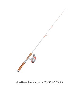 Camping 3D Illustration. Fishing Rod Equipment 3D. Fishing Pole 3D illustration on white background.