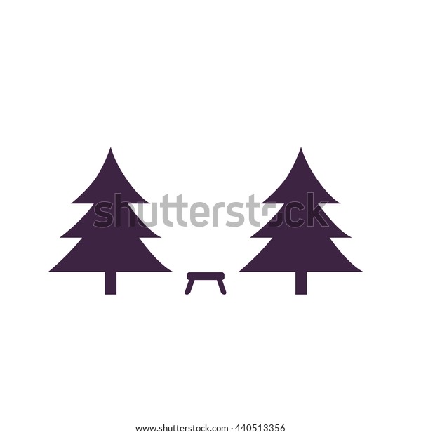 Camping among the trees. Simple blue icon on\
white background