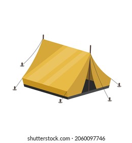 Camping Tent Isolated Illustration On White Background. Camping Tent Clipart. Camping Tent Flat Icon.