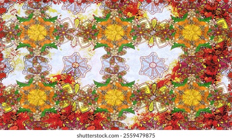 Can be used as greeting or wedding background. Best for wrapping paper. Raster seamless pattern with brown and yellow tulip flowers. Spring tender design for natural cosmetics, perfume, florist shop. - Powered by Shutterstock