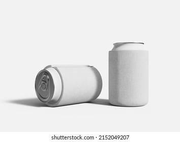 Can Koozie Mockup. Isolated Cooler Sleeve Can. 3d Rendering