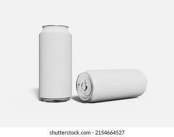 Can With Polystyrene Cooler Mockup. Isolated Can Koozie. 3d Rendering