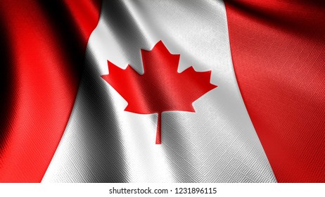 Canada - 3D Rendering National Flag Waving