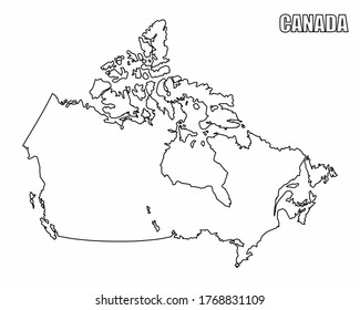 Canada Outline Map National Borders Country Stock Vector (royalty Free 