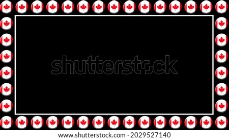 Canada Circle Flags, Screen Border Frame, Black Background, 3D Illustration