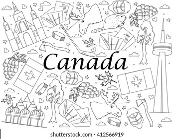 Canada Coloring Book Line Art Design Stock Vector (Royalty Free ...