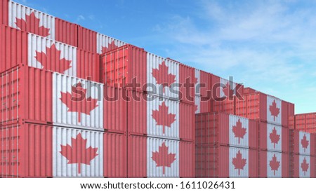 Canada containers shipping 3d render illustration