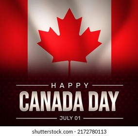 Canada Day Abstract Background With Waving Flag And Red Backdrop. National Patriotic Day Of Canada Wallpaper