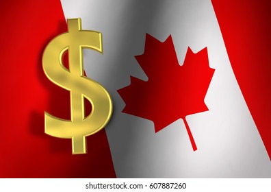 Canada Economy Concept Canadian Flag Golden Stock Illustration ...