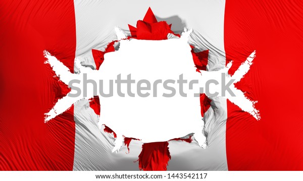 Canada flag with a big hole, white background,
3d rendering