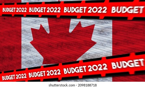 Canada Flag And Budget 2022 Title – 3D Illustration