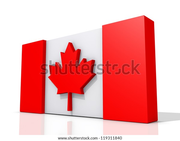 Kanada Flagge Auf Glanzendem Weissem Hintergrund Stockillustration